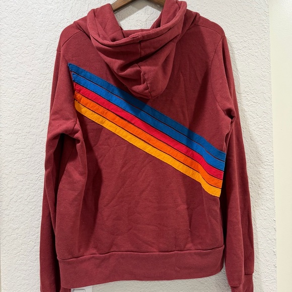 Aviator Nation Disco 2 Hoodie Claret 5-Stripe Rainbow Size Large - Picture 4 of 11